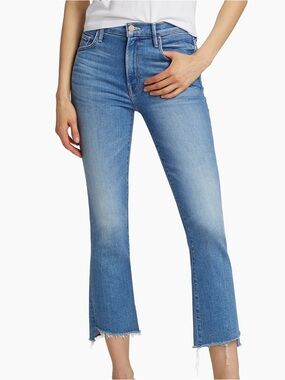 MOTHER The Insider Crop Step Fray Jeans Light Blue